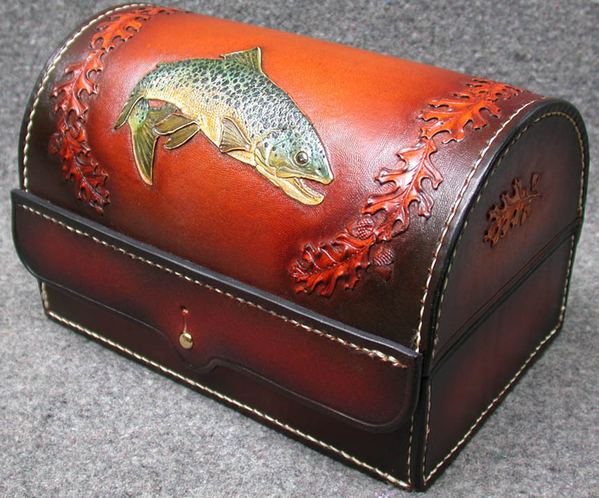 Padded leather fly reel case