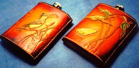 Leather covered pocket flasks ©James Acord 1998