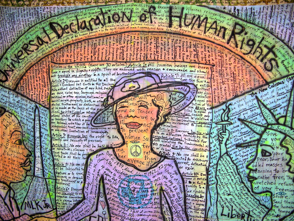 ER: Eleanor Roosevelt-Page of Potholders in the Kitchen Tarot. detail view. ©Susan Shie 2014