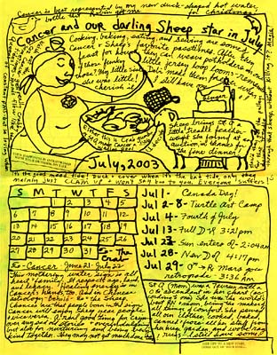 July page of calendar. ©Susan Shie 2003.
