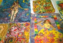 Some of the residency's quilted panels.