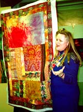 Mary Helen and her quilt in progress. �1998 Mary Helen Fernandez Stewart.