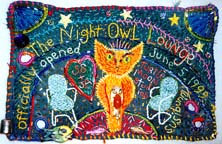 Night Owl Cafe. Mixed media art. Susan Shie and James Acord 2000.