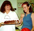 Laura and Martha and the BD cake Photo Susan Shie 2000.