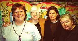 Jill, me, Evelyn, and Diane at camp, Feb, 01.Susan Shie 2001.