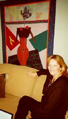 Gayle and her quilt.  Gayle Pritchard 2000.