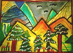 Mountains mural. ©Tussing Elementary 2001.