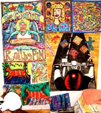 Students' fake quilt of work done in camp. ©Susan Shie 2002.