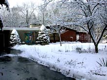 Our house in a rare 2002 winter snow. ©Susan Shie 2002.