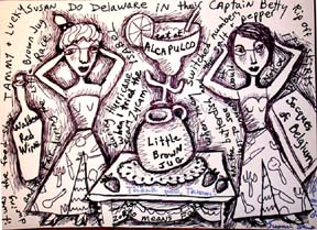 Captain Betty Skirts, a drawing.©Susan Shie 2003.