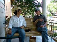 Jimmy and Bud on the porch swing.  ©Susan Shie 2003. 