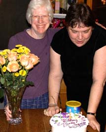 Frances and me with our BD cake.©Susan Shie 2004.