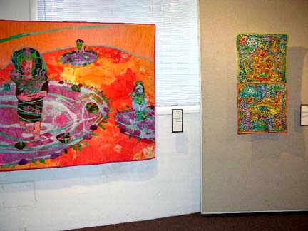 Dinah Sargeant and my pieces at QN.©Susan Shie 2005.