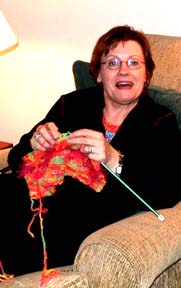 Sonja knitting for her granddaughters.©Susan Shie 2004.